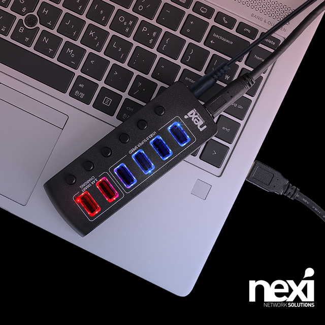 NX1232 USB 3.0 4포트 + 충전 2포트(QC2.4) 유전원허브 (NX-3006UQ)