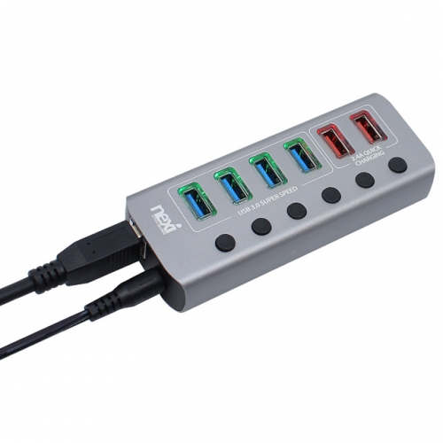 NX826 USB 3.0 4포트 + 2포트 유전원 허브 (NX-U1006P)