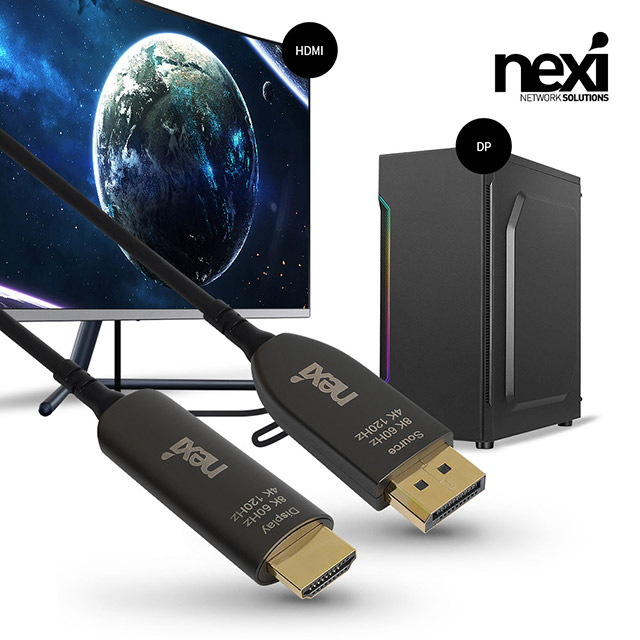 NX1359 DP 1.4 to HDMI 2.1 AOC 광 케이블 5M (NX-DPHD21-AOC-05M)